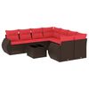 vidaXL Set Divani da Giardino 9 pz con Cuscini Marrone in Polyrattan