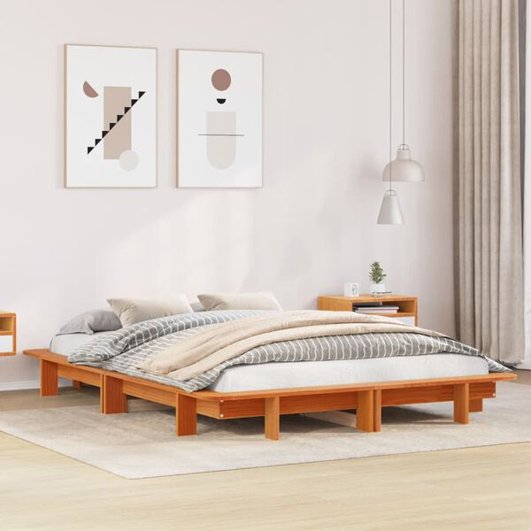 vidaXL Letto senza Materasso Marrone Cera 150x200 cm in Legno di Pino
