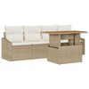 vidaXL Set Divano da Giardino con cuscino 5 pcs Beige Poly Rattan
