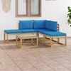 vidaXL Set Divani da Giardino 6 pz con Cuscini Azzurri