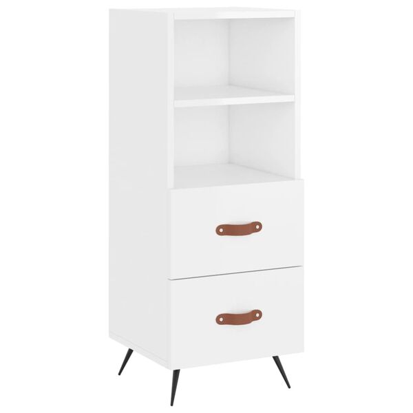vidaXL Credenza Bianco Lucido 34,5x34x90 cm in Legno Multistrato