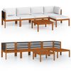 vidaXL Set da giardino 6 pezzi con cuscini in legno crema, acacia e corda