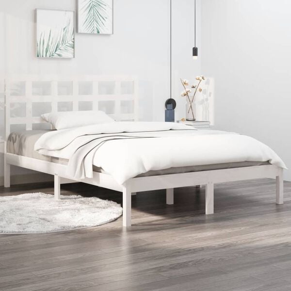 vidaXL Giroletto Bianco in Legno Massello 200x200 cm