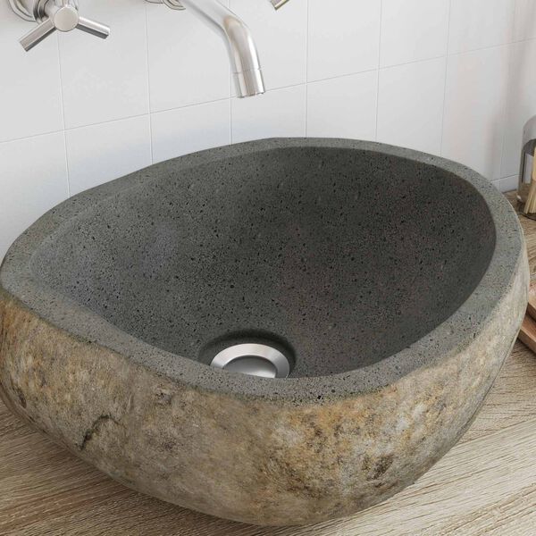 vidaXL Basin in pietra fluviale Grigio chiaro 45 x 35 x 15 cm