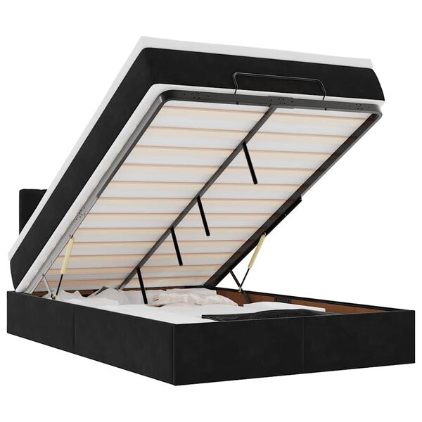 vidaXL Pouf Letto con Materasso e LED Nero 120x190cm in Velluto