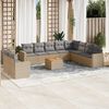 vidaXL Set Divano da Giardino 11 pz con Cuscini Beige Misto Polyrattan