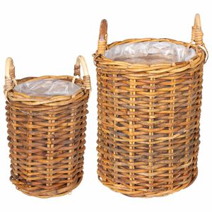 vidaXL Cesto per Piante GENDT 2 pz Marrone Naturale Rattan Kubu