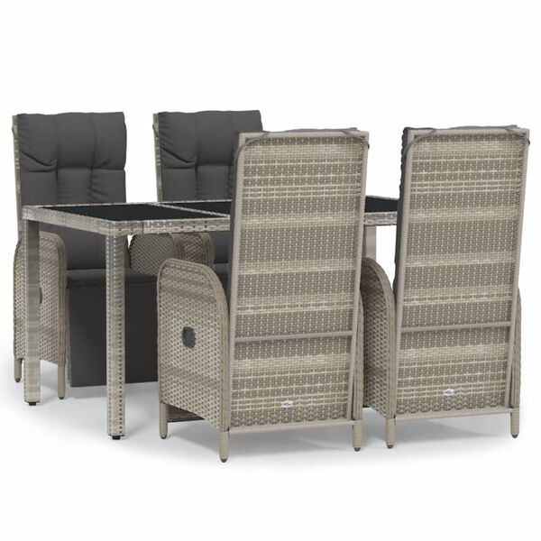 vidaXL Set da Pranzo da Giardino 5 pz con Cuscini in Polyrattan Grigio