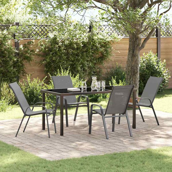 vidaXL Set da Pranzo per Giardino 5 pcs Grigio Textilene e acciaio