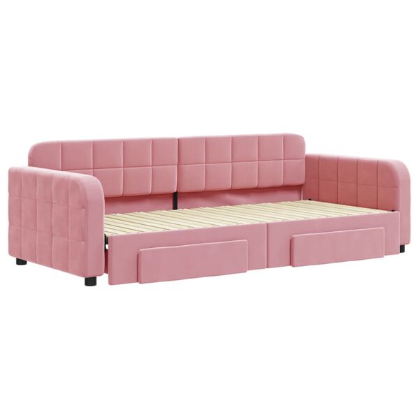 vidaXL Divano Letto Estraibile con Cassetti Rosa 90x200 cm Velluto