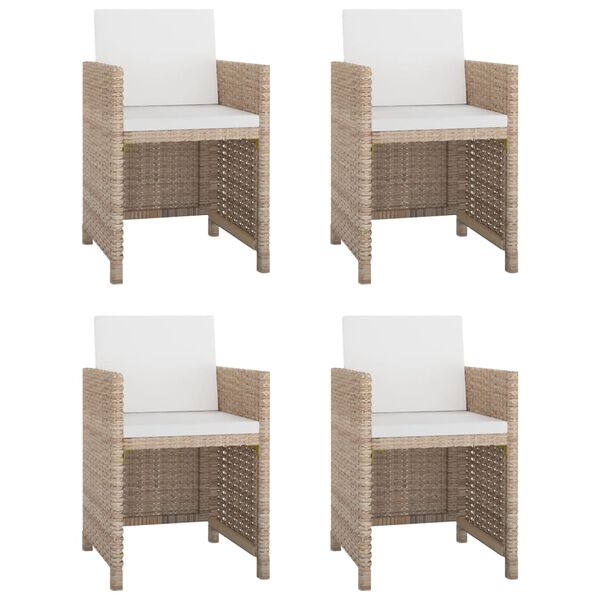 vidaXL Set da Pranzo da Giardino 5 pz con Cuscini in Polyrattan Beige