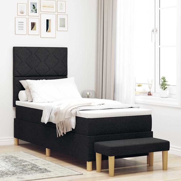 vidaXL Letto a molle con materasso Nero 80 x 200 cm Tessuto
