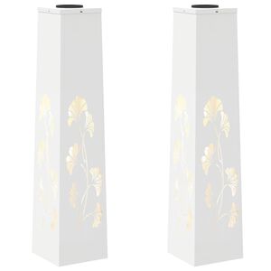 vidaXL Faro LED solare per sentieri 2 pz Bianco caldo 18 x 18 x 80 cm