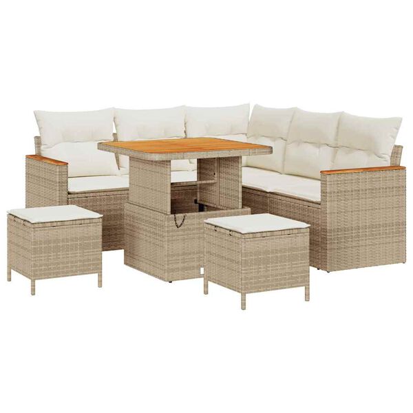 vidaXL Set Divano da Giardino 8 pcs Beige polyrattan