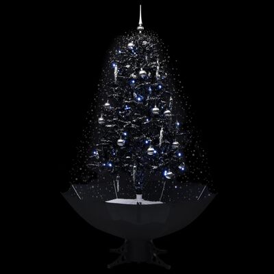 vidaXL Albero di Natale con Nevicata e Base ad Ombrello Nero 170cm PVC