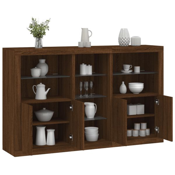 vidaXL Credenza con Luci LED Rovere Marrone 162x37x100 cm