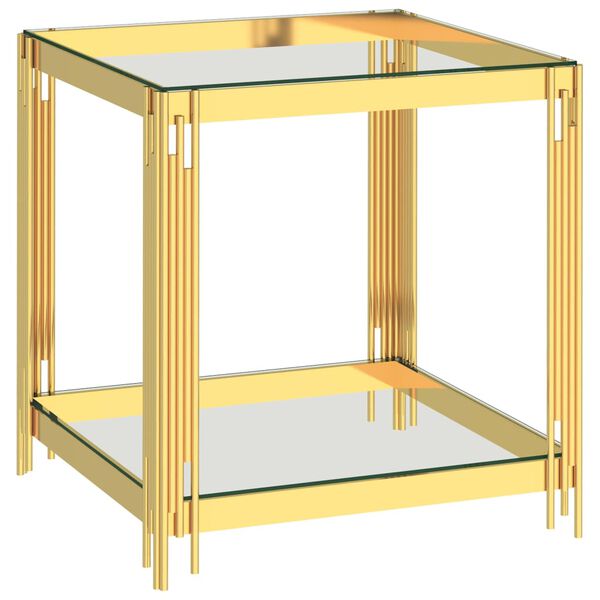 vidaXL Tavolino da Salotto Oro 55x55x55 cm in Acciaio Inox e Vetro