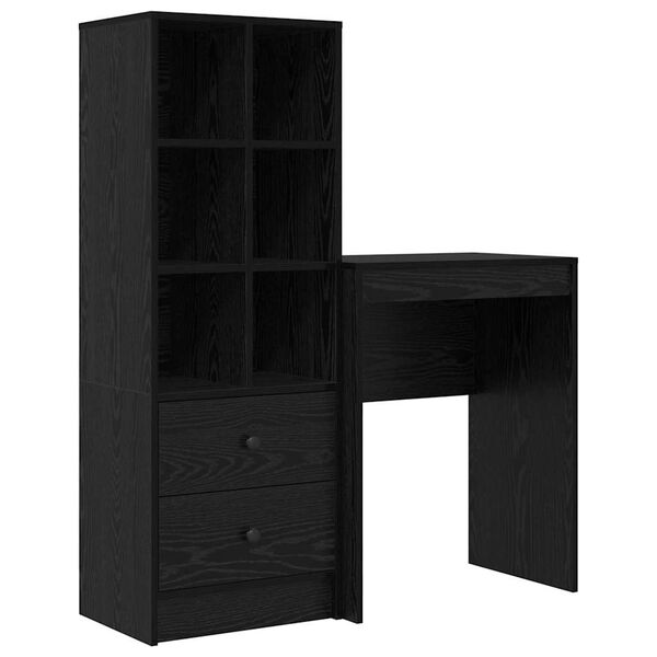 vidaXL Scrivania con cassetto 2 pcs Rovere Nero
