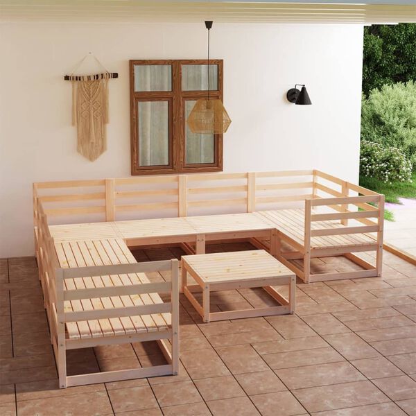 vidaXL Set Divani da Giardino 9 pz in Legno Massello di Pino