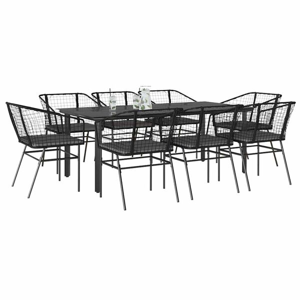 vidaXL Set da Pranzo da Giardino 9 pz con Cuscini Polyrattan Vetro