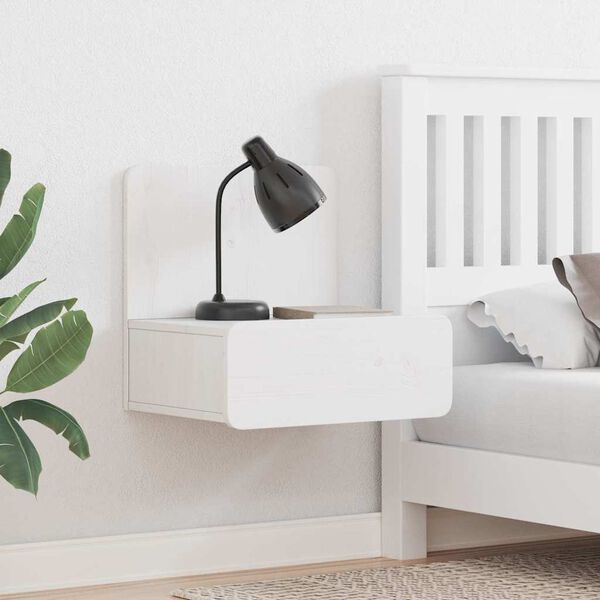 vidaXL Comodino 2 pcs Bianco 44 x 32,5 x 40 cm Legno di pino massello