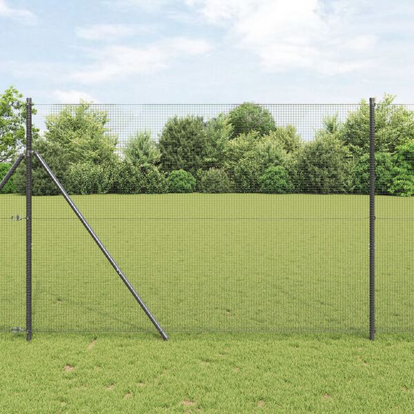 vidaXL Recinzione in Rete Saldato Grigio 1.6 x 10 m Acciaio