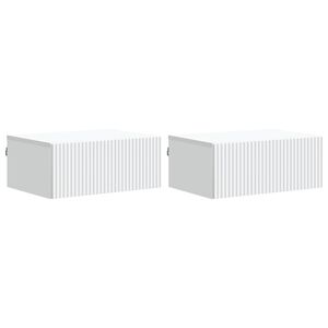 vidaXL Mobiletto da notte a muro 2 pcs Bianco 49 x 34,5 x 20 cm