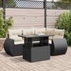 vidaXL Set Divani da Giardino 5 pz con Cuscini in Polyrattan Nero