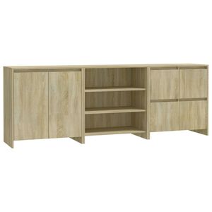 vidaXL Credenze 3 pz Rovere Sonoma in Legno Multistrato