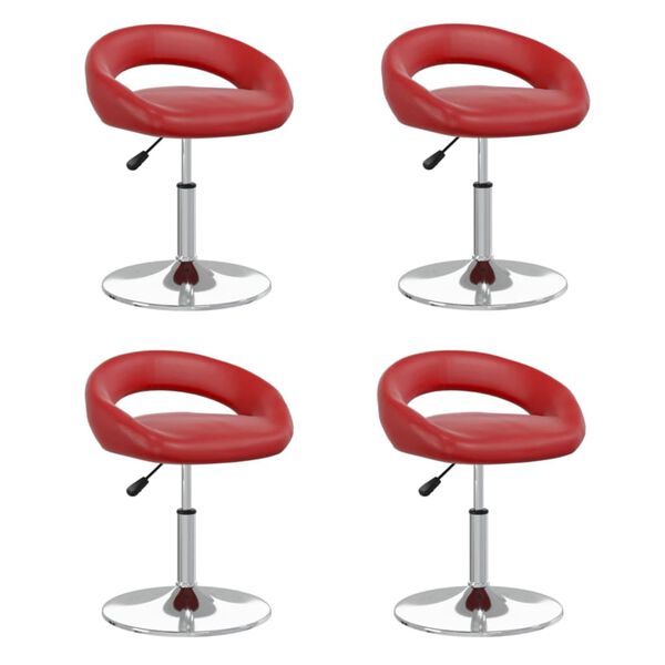 vidaXL Sedie da Pranzo Girevoli 4 pz Rosso Vino in Similpelle