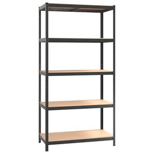 vidaXL Scaffale Resistente 5 Strati Grigio Acciaio e Legno Multistrato