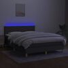 vidaXL Letto a Molle Materasso e LED Grigio Scuro 140x190cm in Tessuto