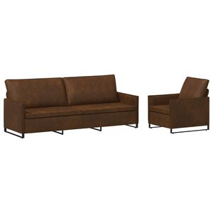 vidaXL Set di divani 2 pcs Marrone Tessuto scamosciato sintetico