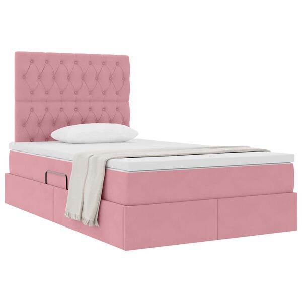 vidaXL Letto con contenitore e LED Rosa 120 x 190 cm Velluto