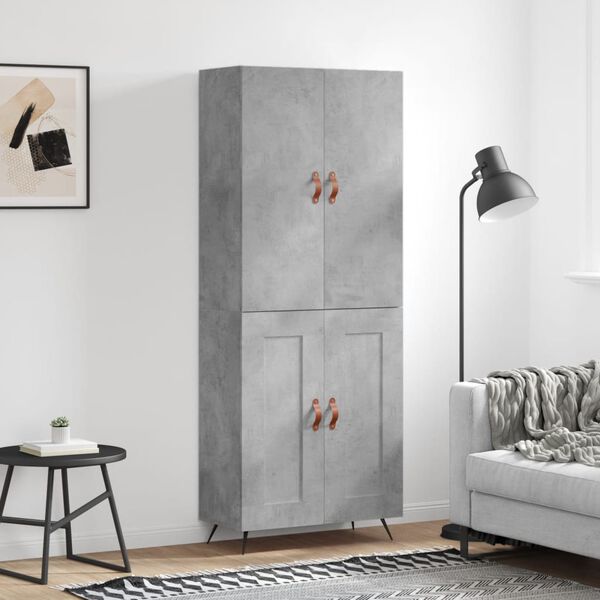 vidaXL Credenza Grigio Cemento 69,5x34x180 cm in Legno Multistrato