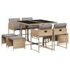 vidaXL Set Pranzo da Giardino 9 pz con Cuscini Beige Misto Polyrattan