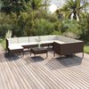 vidaXL Set Divani da Giardino 11 pz con Cuscini in Polyrattan Marrone