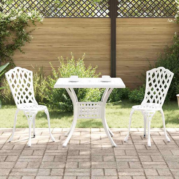 vidaXL Set di Tavolo da Giardino 3 pcs Bianco Alluminio pressofuso