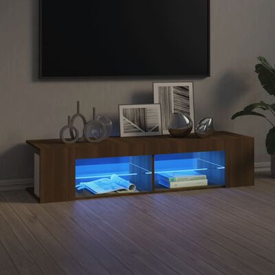 vidaXL Mobile Porta TV con Luci LED Rovere Marrone 135x39x30 cm