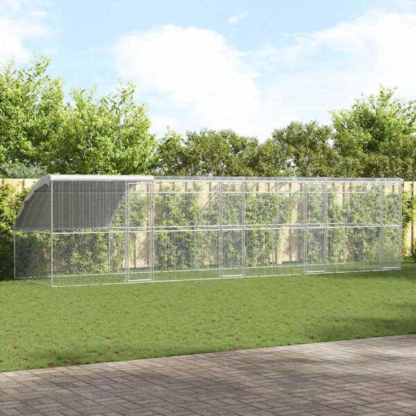 vidaXL Gabbia per polli Argento 800 x 200 x 198.5 cm Acciaio zincato