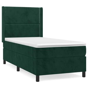 vidaXL Giroletto a Molle con Materasso Verde Scuro 90x190 cm Velluto
