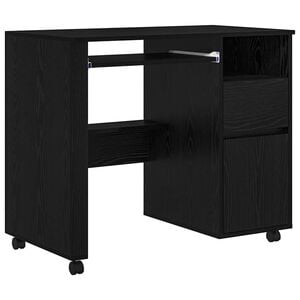 vidaXL Scrivania con Ruote Rovere Nero Legno ingegnerizzato