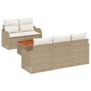 vidaXL Set Divano da Giardino 6 pcs Beige e Crema polyrattan