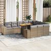 vidaXL Divano da Giardino 10 pz con Cuscini Beige in Polyrattan Acacia