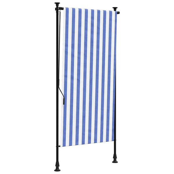 vidaXL Tenda a Rullo Esterno Blu e Bianca 120x270cm Tessuto e Acciaio