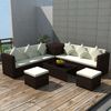 vidaXL Set Divani da Giardino 8 pz con Cuscini in Polyrattan Marrone