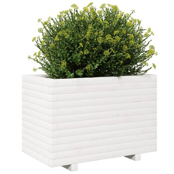 vidaXL Fioriera da Giardino Bianca 70x40x49,5cm Legno Massello di Pino