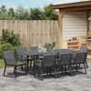 vidaXL Set da Pranzo per Giardino 9 pcs Nero polyrattan