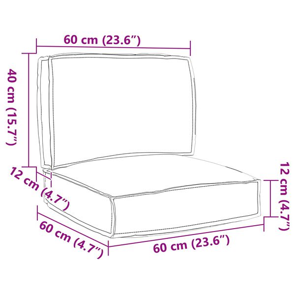 vidaXL Set di Cuscini per Pallet 2 pcs Rosso Vino Tessuto Oxford