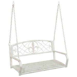 vidaXL Panchina a Dondolo Acciaio 110,5 x 59 x 55 cm Bianco Antico